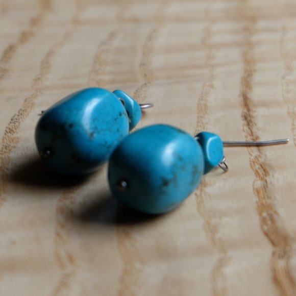 Turquoise Drop Earrings - Picture 2 of 3